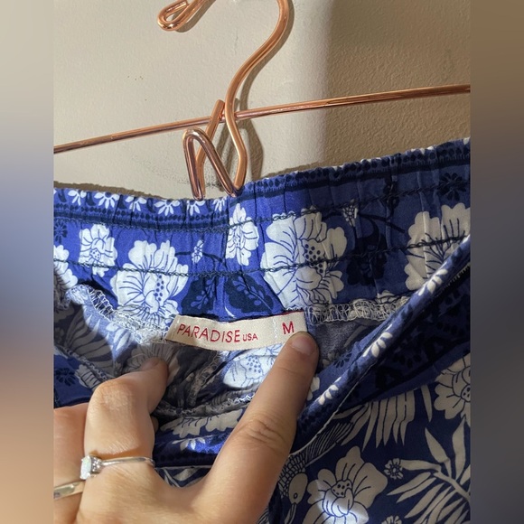 Paradise USA Blue and White Floral Print Pants Size M - Picture 5 of 6